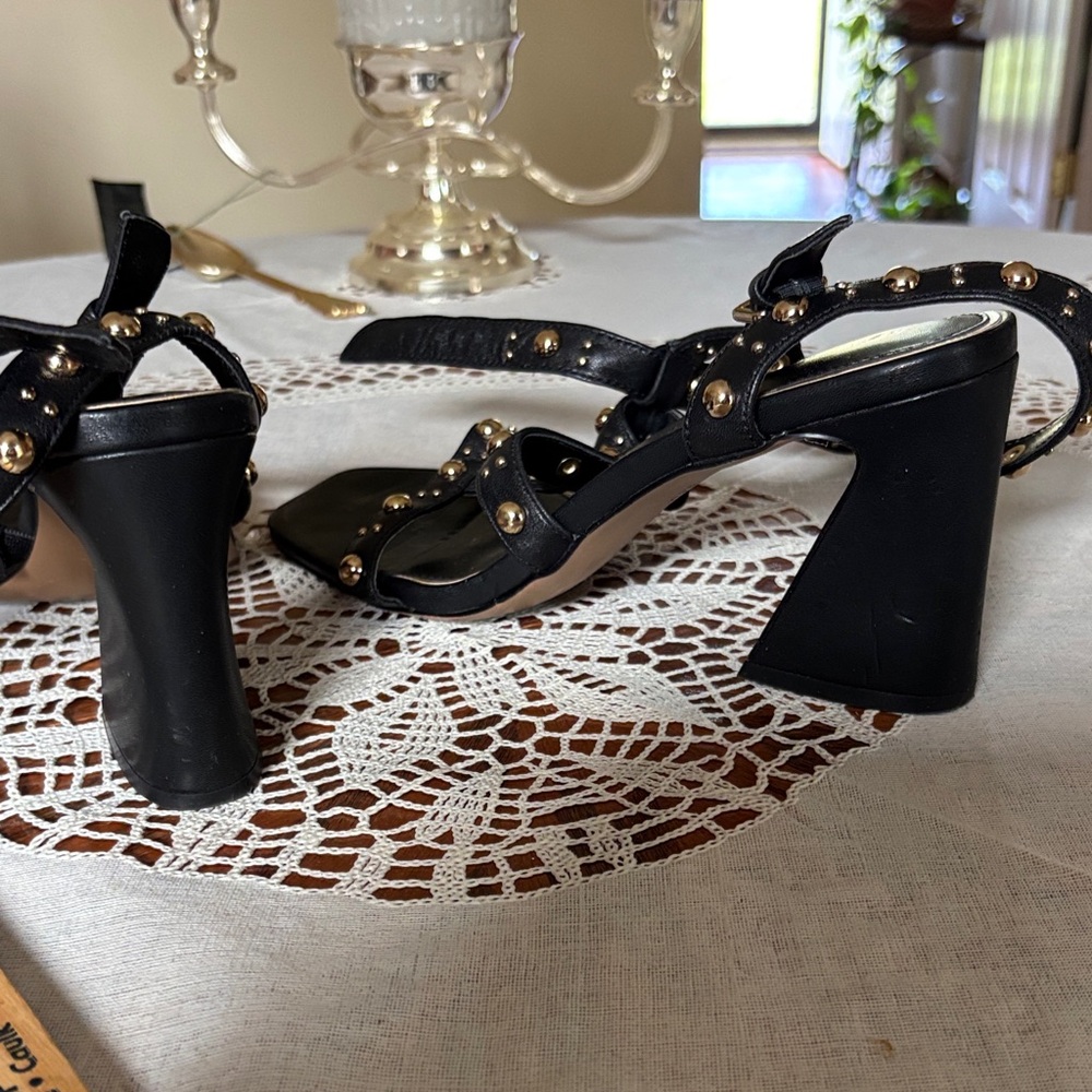 Kenneth Cole Black and Gold Studded Heels - Picture 3 of 5